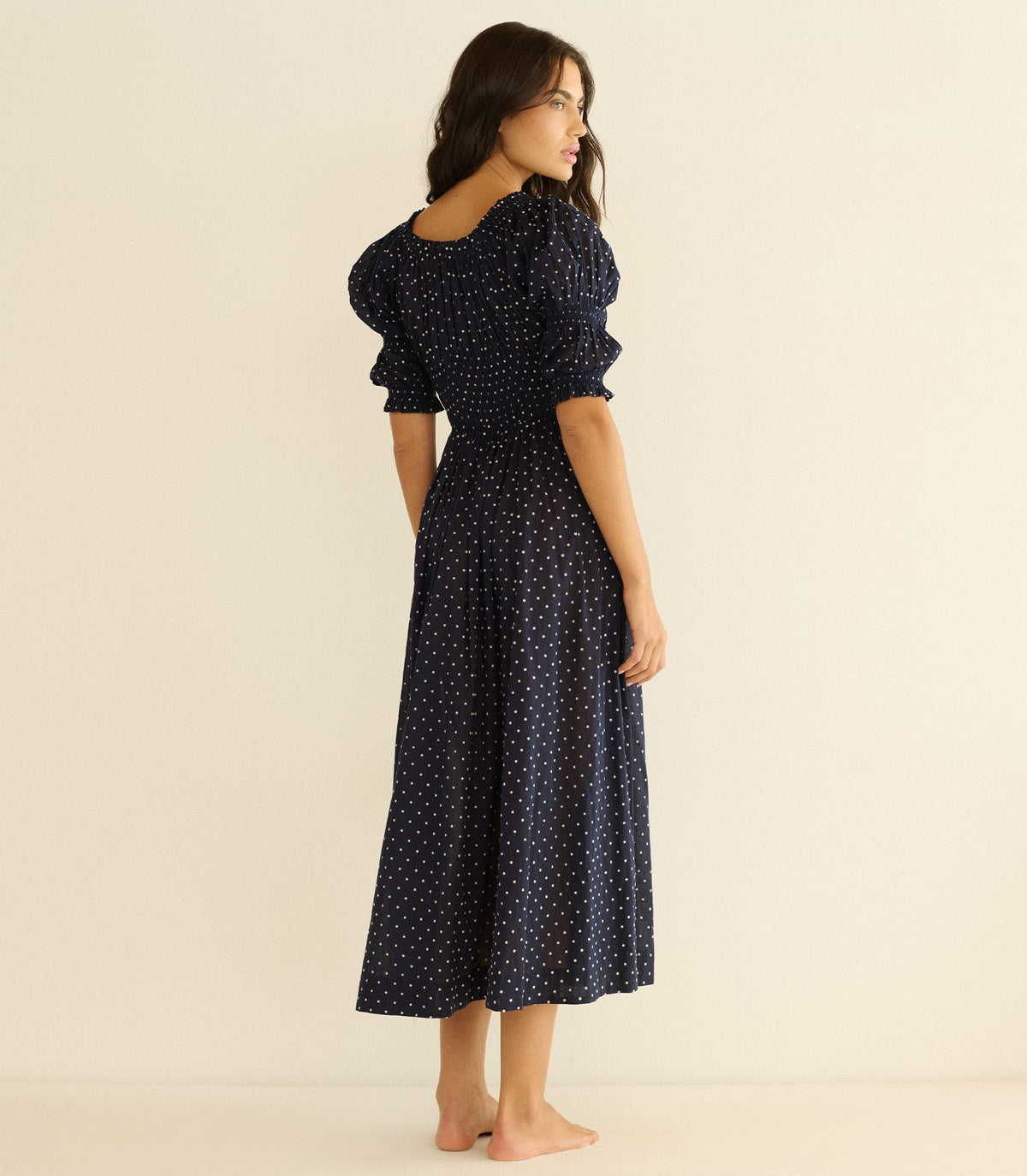 Ischia Dress in Navy Flock Dot - view 5