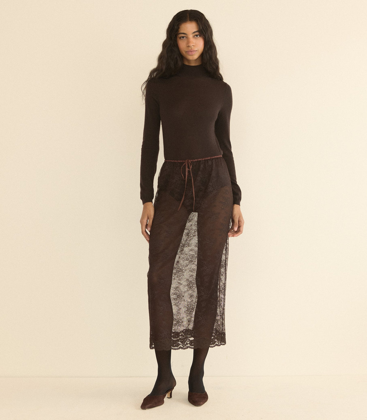 Loni Lace Skirt Set in Equestrian Brown - view 8