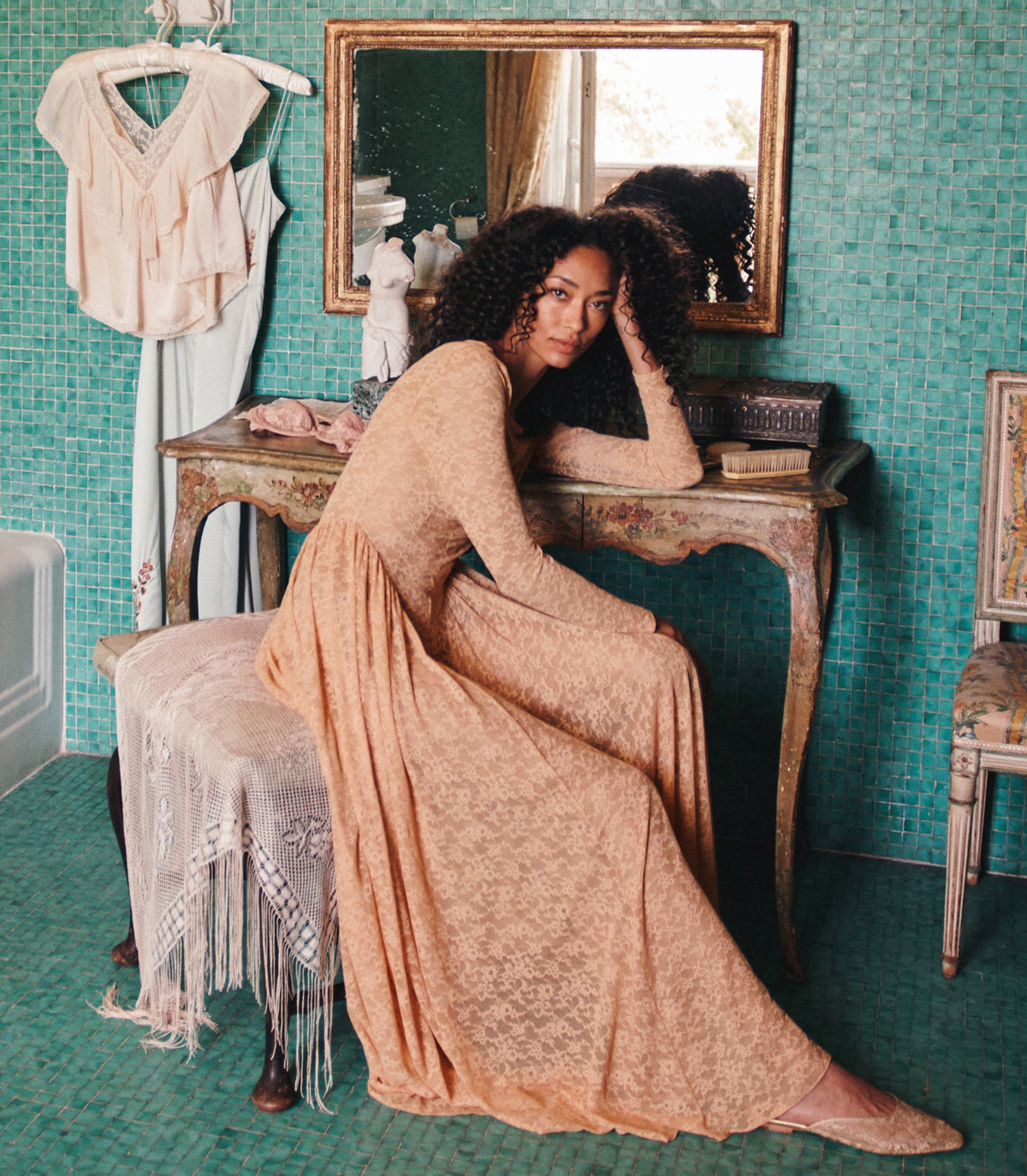 Wilhelmine Dress in Toasted Almond - view 8