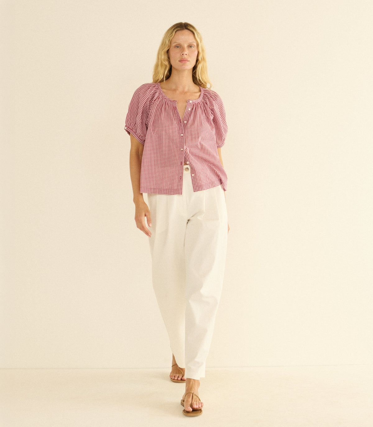June Top in Mulberry la Maddalena Gingham - view 3
